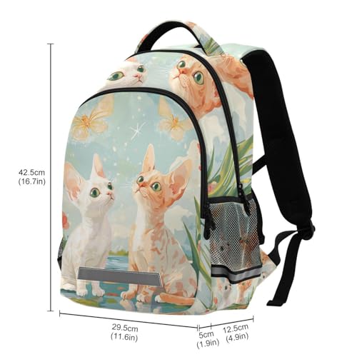 KLL Valentines Cartoon Devon Rex Cats A River Designed cute kid backpack with chest clip book bags for teen bolso escolar para adolecente3