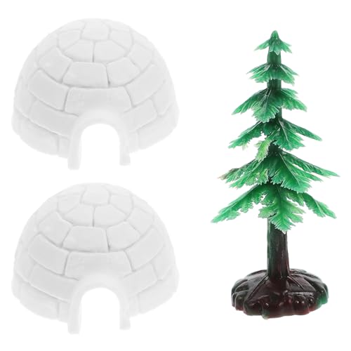Yardwe Figurine D'igloo Miniature 1 Ensemble De Modèles De Maison De Glace Réalistes Arbre De Noël Figurines Arctiques Miniatures Réalistes Jouet Ensemble De Jeu Décoration De Gâteau