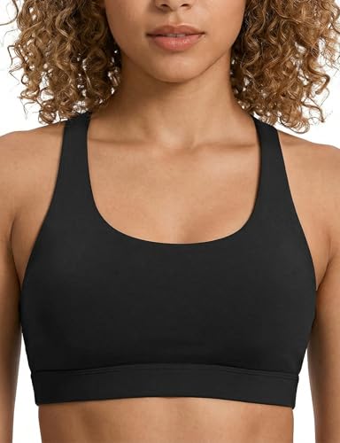 Image of Buauty Mid Impact Sports Bras for Women with Removable Padded, Medium Support Racerback Bra Strappy Yoga Bras for Fitness