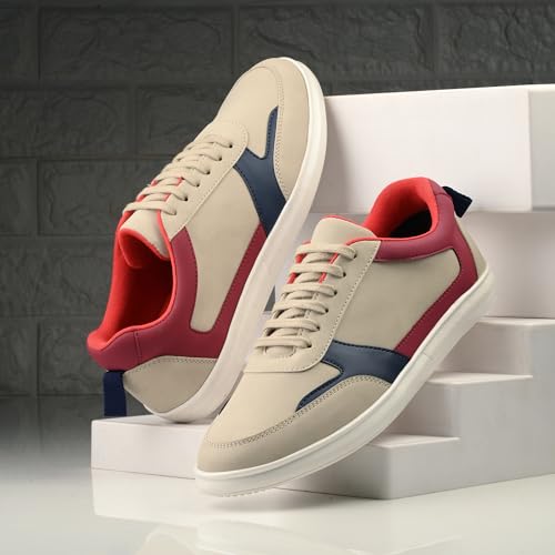 Image of Centrino Retro Sneakers for Men | Shoes for Man Stylish | Color Block Lace-Up Casual Canvas Walking Shoes | Cushioned Insole | Lightweight Comfortable Breathable | Anti-Skid | Trendy Mens Sneakers (6580)