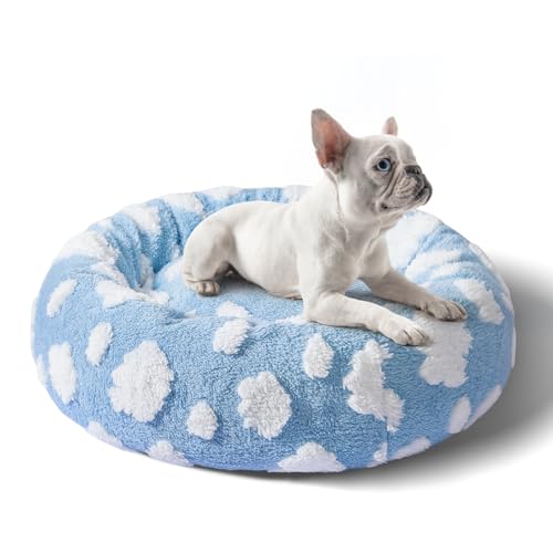 Donut-Dog-Bed-for-Small-Dogs-20-Inch-Round-Cat-Beds-for-Indoor-Cats-Circle-Cuddler-Pet-Bed-Fluffy-Warm-Puppy-Bed-Removable-Washable-Cover-Anti-Slip-Waterproof-Bottom-BlueWhite-Cloud