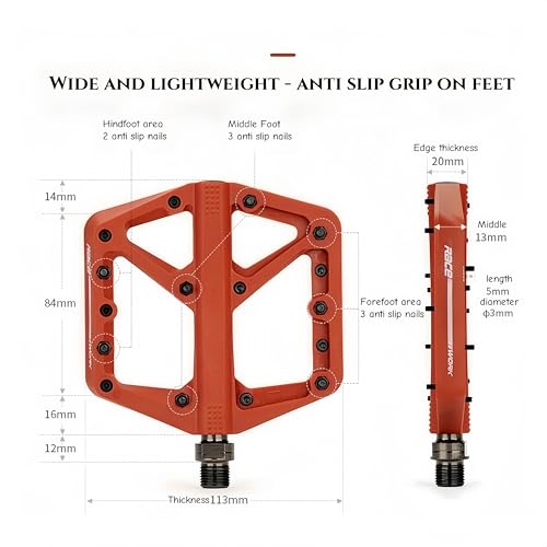 Pédales plates pour VTT légères 364g avec roulement DU et axe robuste - 2