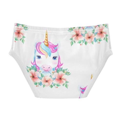 CHIFIGNO Boy Briefs Cotton Underwear Printed Soft Kids Boys Brief Underwear, Cute Unicorns Flowers White2