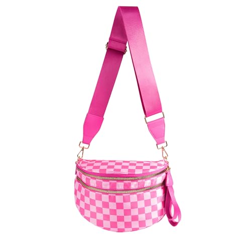Image of FEIBOON Spacious Checkered Nylon Crossbody Bag Bum Bag Handbags Wallets for Women
