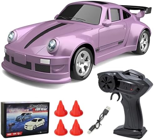 RC Drift Car 1/64 Scale 4WD High-Speed Remote Control Car with Lighting Control and Proportional Throttle, Ideal for Adults Hobbyists