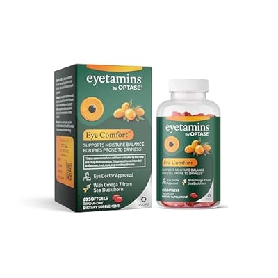 eyetamins by OPTASE Eye ComfortTM - 60 Softgels - Eye Doctor Recommended - an Omega-Based Eye Supplement formulated to Support Moisture Balance and Eye Comfort from Within. Plant Based Soft gels.