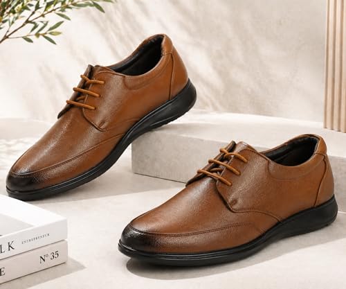 Image of Kraasa Men's Formal Lace-Up Shoes | Vegan Leather Upper | Airmix Sole | High Cushioning | Lightweight & Comfortable Office Dress Shoes