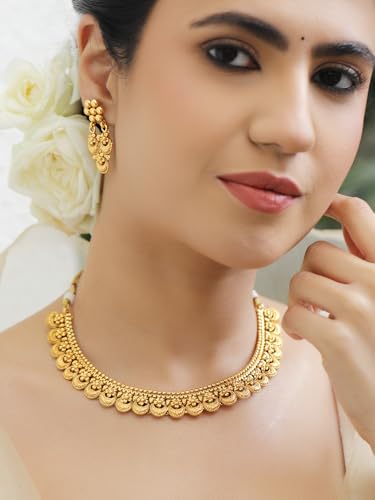 Image of Rubans Gold Plated Royal Necklace Set for Women Stylish