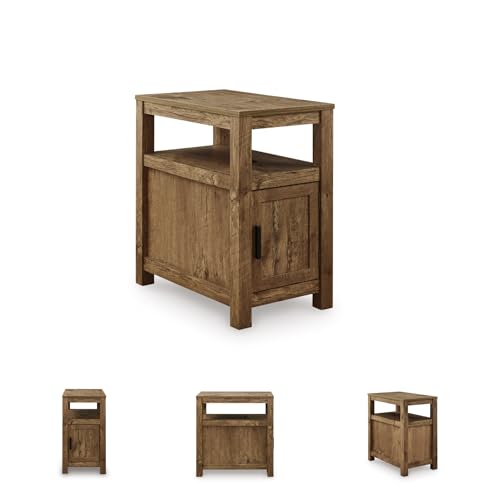 Signature Design by Ashley Fendenmore Farmhouse Chairside End Table with Storage and USB Ports, Dark Brown by Signature Design by Ashley - Used condition - Image 2
