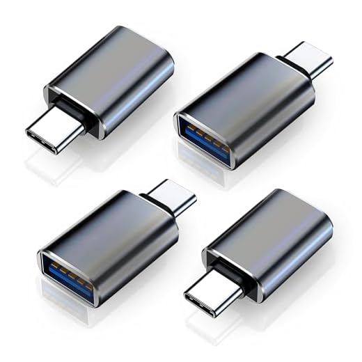 USB C to USB Adapter Pack of 4 USB C Male to USB3 Female Adapter Compatible with iPhone 16 Pro Max Pro Air 2023 iMac iPad mini Pro, Other Type C or Thunderbolt 4/3 Devices, Space Grey
