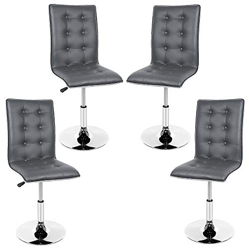 Taburetes Altos de Cocina Pack 4 Taburetes Altos de Cocina con Respaldo de 53 cm y Base Robusta Ø 40 cm, Taburetes de Bar Regulable en Altura de 38 a...