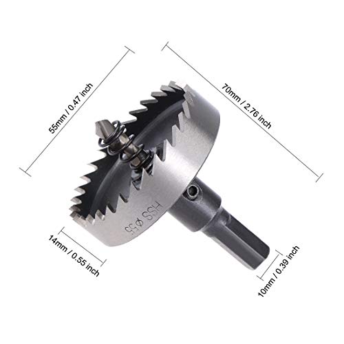 sourcingmap 55mm HSS Drill Bit Hole Saw for Stainless Steel Metal Alloy Wood, 55x14mm - Image 2