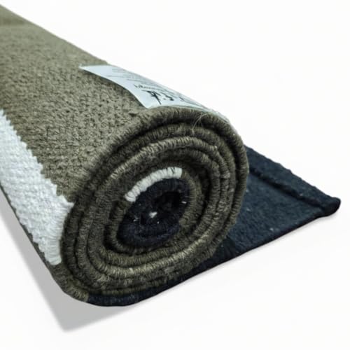 Image of Pure cotton anti-skid, machine wash yoga mat. 73inches x 24inches, 5mm thickness (5mm(Olive green))