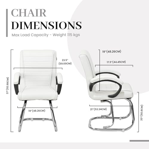 Image of Special Director Principal Manager Office Visitor with arm Rest with Double Pipe Frame and Cushioned seat Back (1, White, Double Pipe Frame)