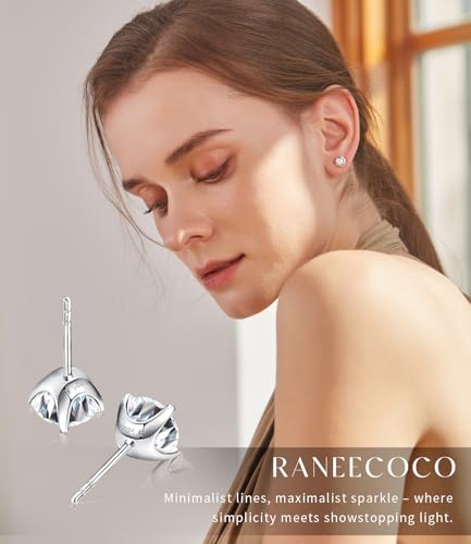 "STUNNING FLAME" Solid 14K Gold Post & Sterling Silver Round Cut Cubic-Zirconia Stud CZ Earrings | Hypoallergenic Jewelry2