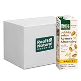 Real Natural Bebida Vegetal Orgánica con 9.3% de Avena y Almendra Sin Azúcar Añadido 6 Unidades de 1 L