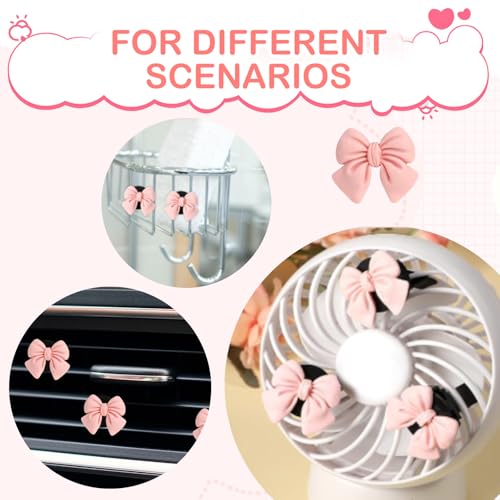 Image of 7 Pcs Pink Cute Bow Stuff Car Vent Clips, Bow Girly Women Car Accessories Decor (Not Contain Air Freshener)