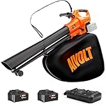 Cordless Leaf Blower Vacuum Mulcher 40V, 2pcs 4.0Ah Battery Powered Leaf Vacuum with 40L Bag, Battery and Charger Included, 160MPH Air Speed, Perfect for Lawn Care Yard Cleaning