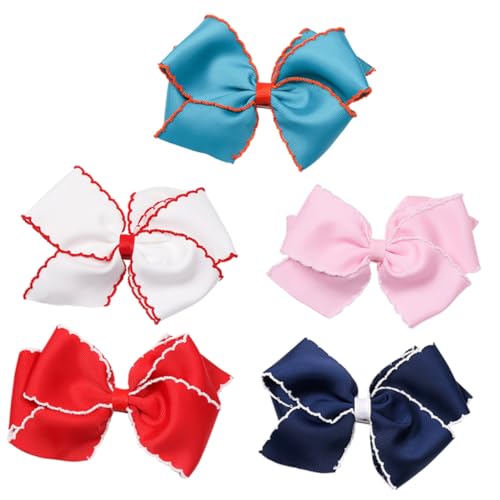 CALLARON 5 Piezas horquilla de lazo lazos azules para el cabello de las niñas clips acortar pinzas para el cabello para niñas de 4 a 8 años pasadores para cabello Metal