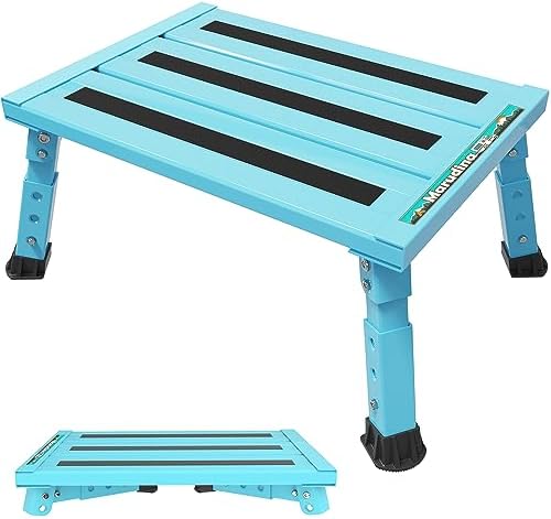 Marudina Large Platform RV Steps, 3-Level Adjustable Height Aluminum Folding Step Stool, Light Folding Anti-skidding RV Step, Supports Up to 1,000 lb (17.5" X 13.5" Large Platform)