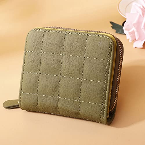 Womens wallet Mini PU Leather Plaid Purses Nubuck Card Holder Wallet Fashion Woman Small Zipper With Coin Purse (Beige)2