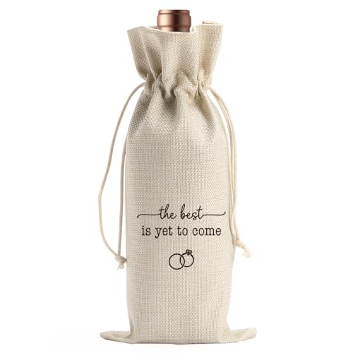BARREEMO Engagement Wine Gift Bag Wedding Engaged Gifts for Newlyweds Couple Women Men Bridal Shower Gifts for Bride and Groom Pairs Well with Wedding Planning The Best Is Yet to Come Wine Bags