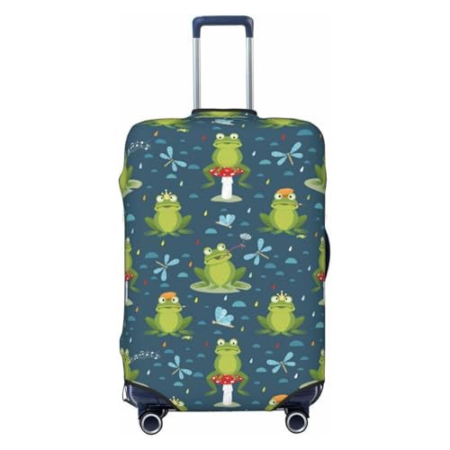 funny frogs dragonfly Raining Travel Luggage Covers - Elasticity Suitcase Covers Protector for Luggage 18-32 Inch