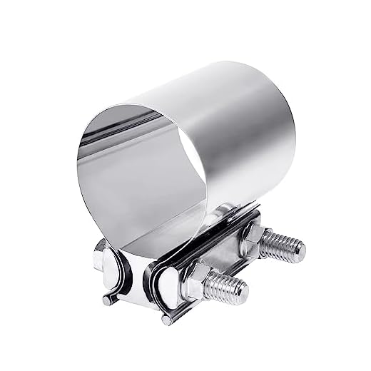 ESEWALAS Stainless Steel Exhaust Clamp,2.0” 2.25” 2.5” 2.75” 3.0” 4.0” Butt Joint Exhaust Pipe Muffler Band Clamp Sleeve Coupler,Exhaust Pipe Clamp Exhaust Band Clamp (2inch)