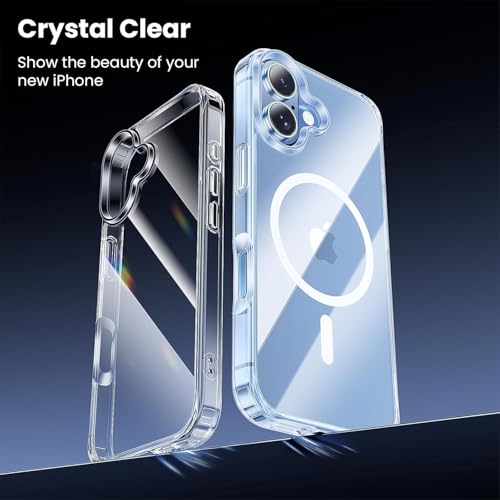 Image of Magnetic Case for iPhone 17 Compatible with MagSafe, Shockproof Phone Bumper Cover, Anti-Scratch Clear Back (Clear)