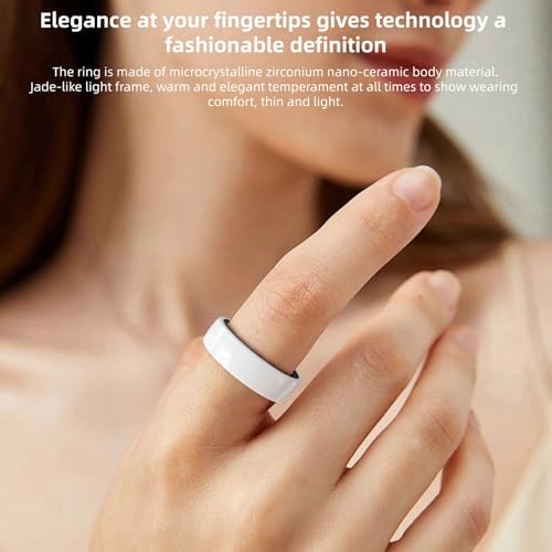 Image of Smart Rings for Couples，Health Rings for Men & Women, 24 /7 Track Heart Rate, Sleep, SpO2, Stress, HRV & Cycles. 5ATM Waterproof, iOS /Android, No Subscription. (White, 8(18.3mm))