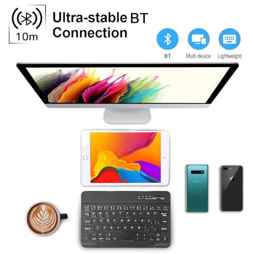 Image of Wireless Keyboard Mouse Combo Slim Bluetooth + USB Set for Laptop PC | Silent Keys Compact Mini Keyboard with Mouse | Office, Home, Travel Use (Multicolor Random)