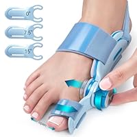 Tech Love Hallux Valgus Korrektur Fixierplatte Upgrade Hallux Valgus Ballen Zehen Korrektor mit 3 Verschiedenen Befestigungswinkeln Hallux Valgus Schiene für Zehen Tag und Nacht Unisex Blau