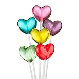 Sparko Sweets Twinkle Pops Lollipop, Heart Shapes (Pack of 90 Lollipops), 11-inch Long Lollipop Stem, Handcrafted in USA, 6 Vibrant Colors - Red, Pink, Yellow, Blue, Green, Purple, Fruit Flavors, 37.80 Ounce