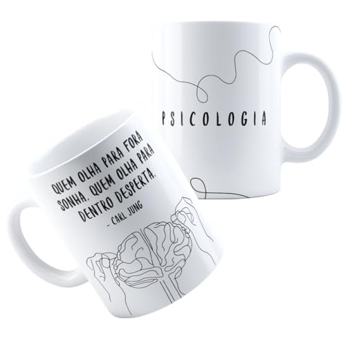 Caneca Xícara de Porcelana Cerâmica Personalizada Com Estampa Profissão Psicologia Para Psicólogo Psicóloga MD1