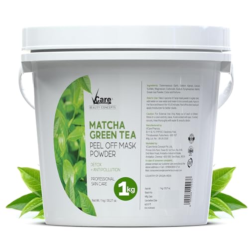 Image of Vcare Jelly Matcha Green Tea Peel Off Mask For Facials Skincare |Face Mask Powder 1kg - Facial Skin Care Product for Women Smoothing, Moisturizing, Cleansing, Refreshing