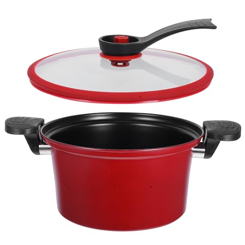 POPETPOP Olla de Baja Presión Multiuso con Doble Asa Olla para Sopa y Guiso Apta para Cocinas de Inducción y Gas Resistente Tapa de Transparente