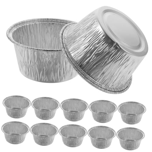 HEALLILY 100 recipientes de papel de aluminio para hornear, resistentes al calor, recipientes de postre para cupcakes, magdalenas, pudines, conductividad rápida del calor, portátiles para el hogar