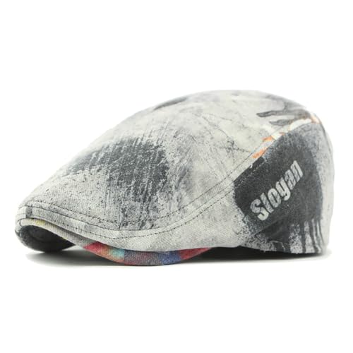 Image of Gudessly Mens Adjustable Colorful Striped Plaid Ivy Newsboy Cabbie Gatsby Golf Cap Flat Cotton Hat Thin Cap