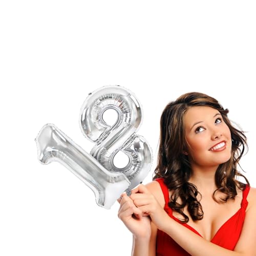 Image of TONIFUL Number Balloon 16 Inch 10 Pcs Silver 0-9 Birthday Number Balloons