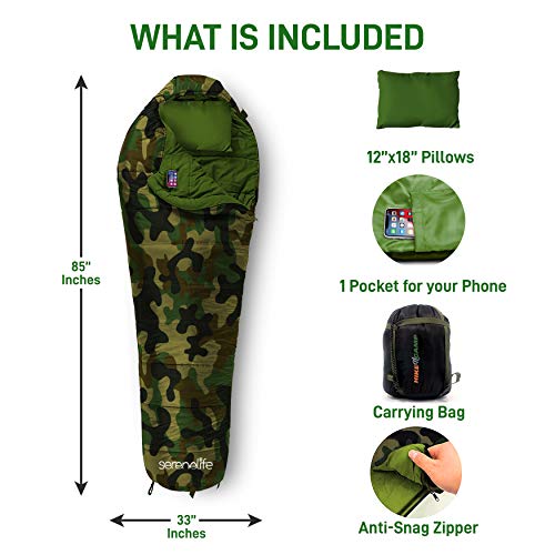 Serenelife SLSCA5 Backpacking Sleeping Bag Camping Gear, Mummy Sleeping Bag thumb #2