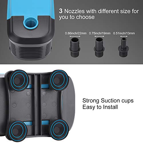 Kedsum 550Gph Submersible Pump(2500L/H, 40W), Ultra Quiet Water Pump With 5Ft High Lift, Fountain Pump With 6.5Ft Power Cord, 3 Nozzles For Fish Tank, Pond, Aquarium, Statuary, Hydroponics #TOP1