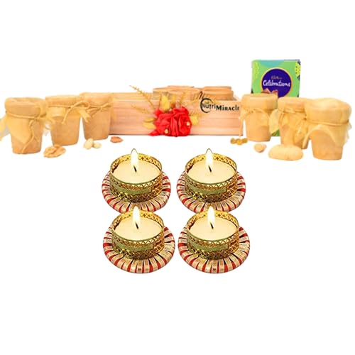 Image of NUTRI MIRACLE Diwali Gift for Employees | Eco Friendly Gift Hamper for Family & Friends including Dipawali Greeting Card