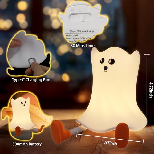 Gefaxi SU174 Ghost Night Light Silicone Cute Halloween Ghost Decor Night Light thumb #7