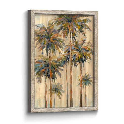 Beach Palm Tree Wall Art: Coastal Seaside Seascape Wood Framed Prints Artwork Picture Rustic Summer Tropical Ocean Seaboard Coconut Tree Scenery Painting Decor for Bedroom Bathroom Home Office 11