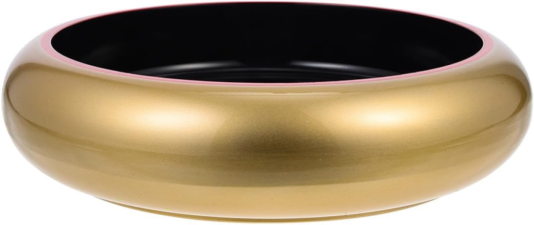 NUOBESTY Gold round Sashimi Dish Medium Size Plastic Food Tray Sushi Plate with Deepened Design for Kitchen and Restaurant Serving