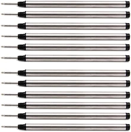 113mm (4.42”) x 6mm (0.24”), 0.5 Tip, Compatible Rollerball Pen Refills Compatible with Mont Blanc, German Ink, fit to 105159/107878/MNB107878 M710 H-12 M401/M506 P163 (Black 12PCS)