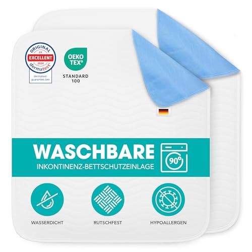Ôhm Waschbare Inkontinenz Unterlage 75x90 cm (1x) Wasserdichter Matratzenschutz bei Urinverlust Hohe Saugkraft Bettauflage für Nacht & Pflege Erwachsene Oeko-TEX