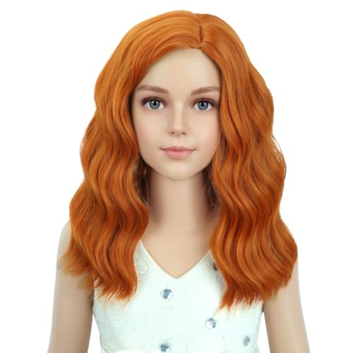Image of PATTNIUM Kids Child Orange Wig Short Curly Orange Ginger Wig for Kids Dark Orange Wigs Synthetic Hair Girls Wigs (Dark Orange)