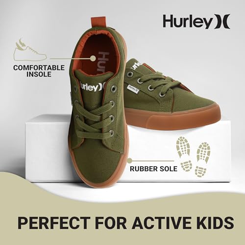 Image of Hurley Kids Finn Sneakers - Canvas Skate Shoes for Kids, Low Cut Tennis Shoes for Girls and Boys