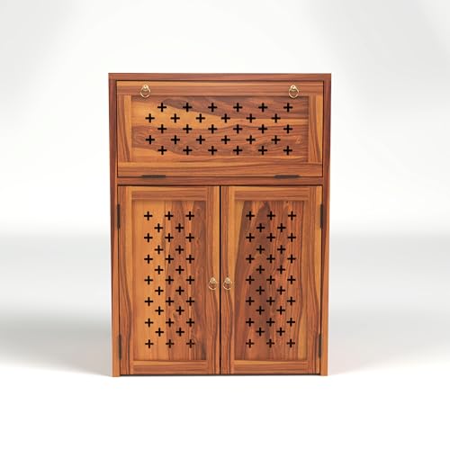 Image of Solid Wooden Inverter Battery Cabinet | Single Battery Box | Wooden Inverter Battery Cabinet | Battery Box | Sheesham Wood, Standard (Natural Finish)